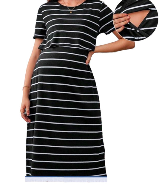 Fringed Maternity Nursing Dress