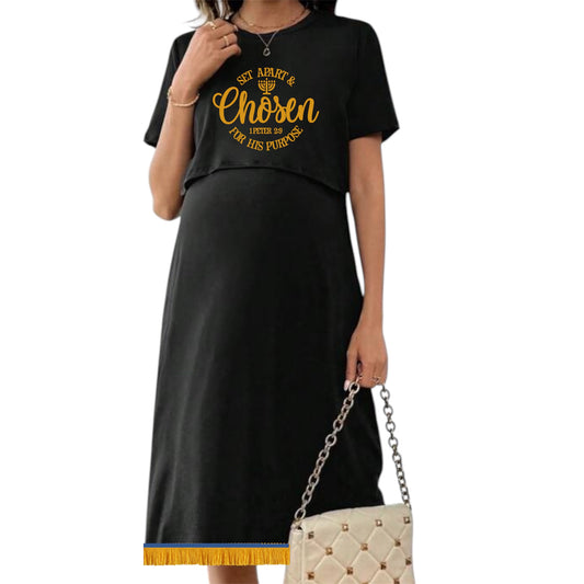 Fringed Maternity Nursing Dress
