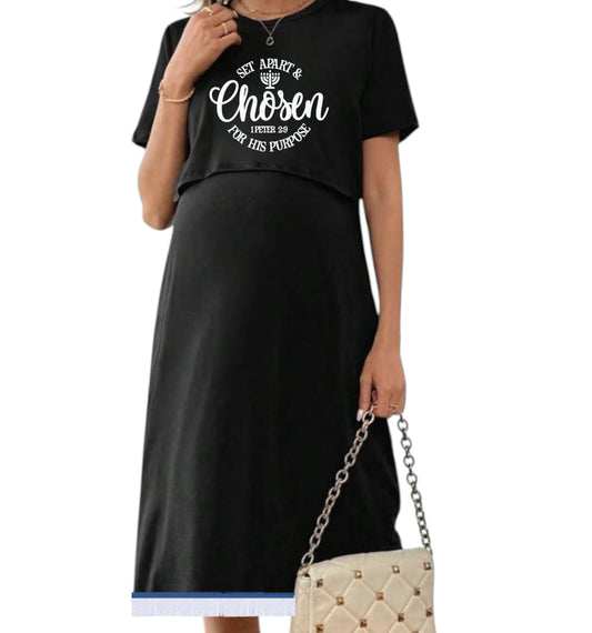 Fringed Maternity Nursing Dress